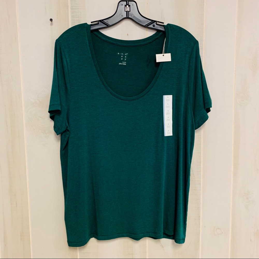 A New Day Large Green Casual Scoop Neck Top